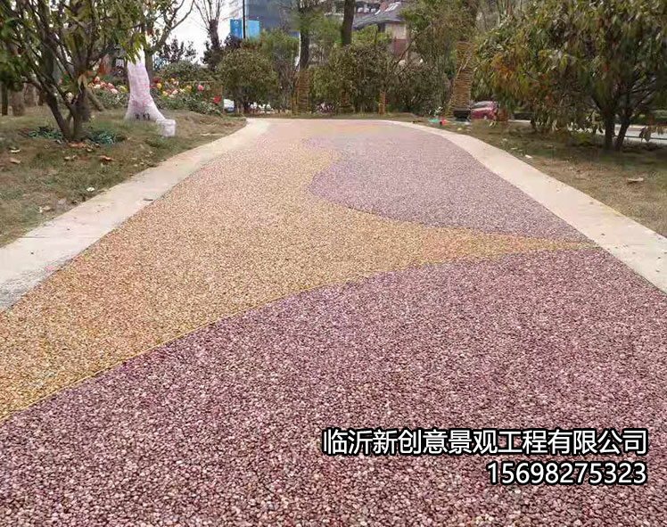 胶粘石透水地坪长这样!